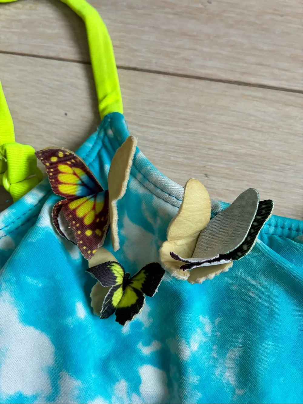 Justice Kids Two-Piece Swim Set in Turquoise and Neon Yellow GUC Size 7